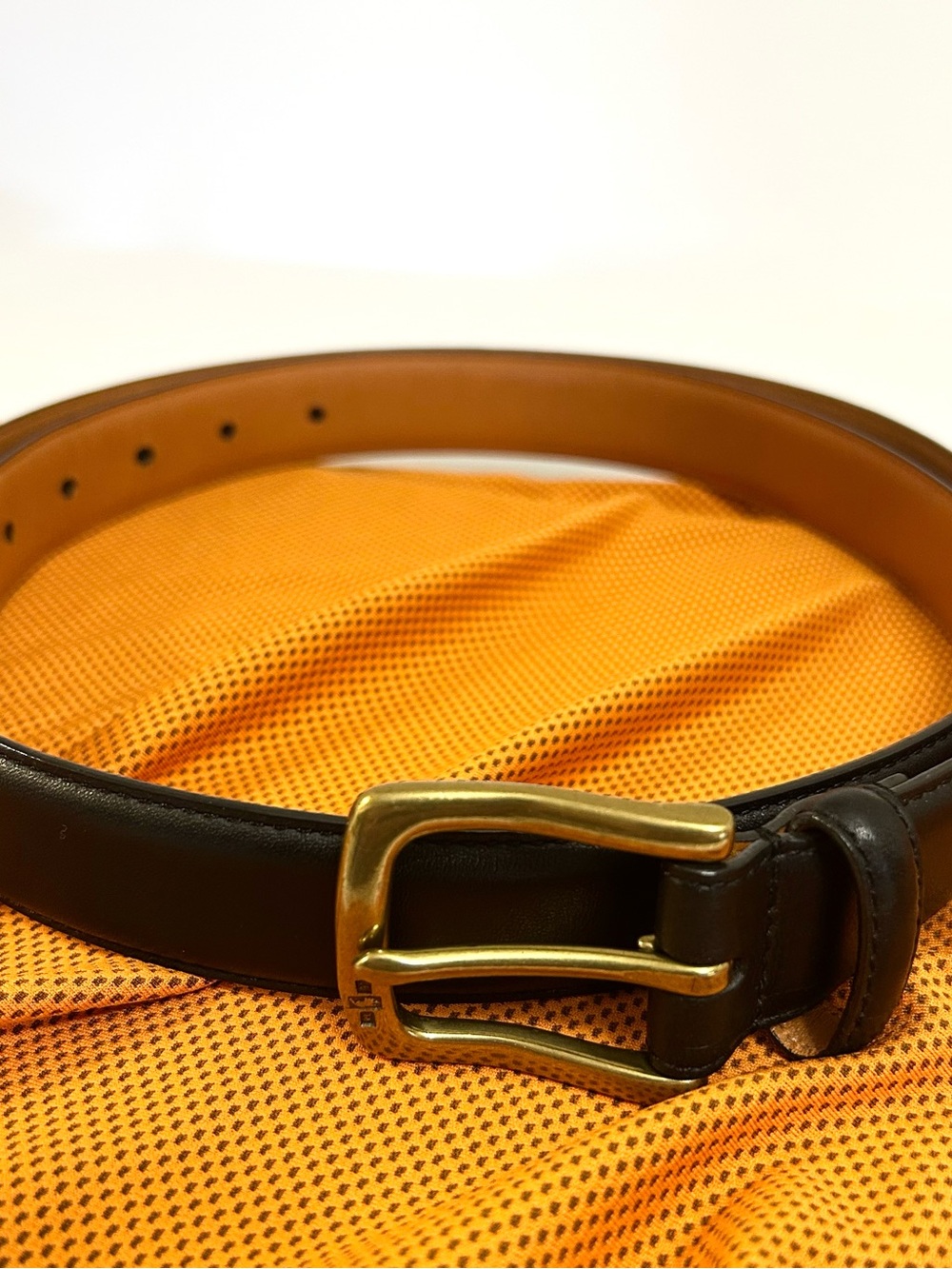 Polo Ralph Lauren Classic Black Leather Men's Belt with Brass Buckle size 42